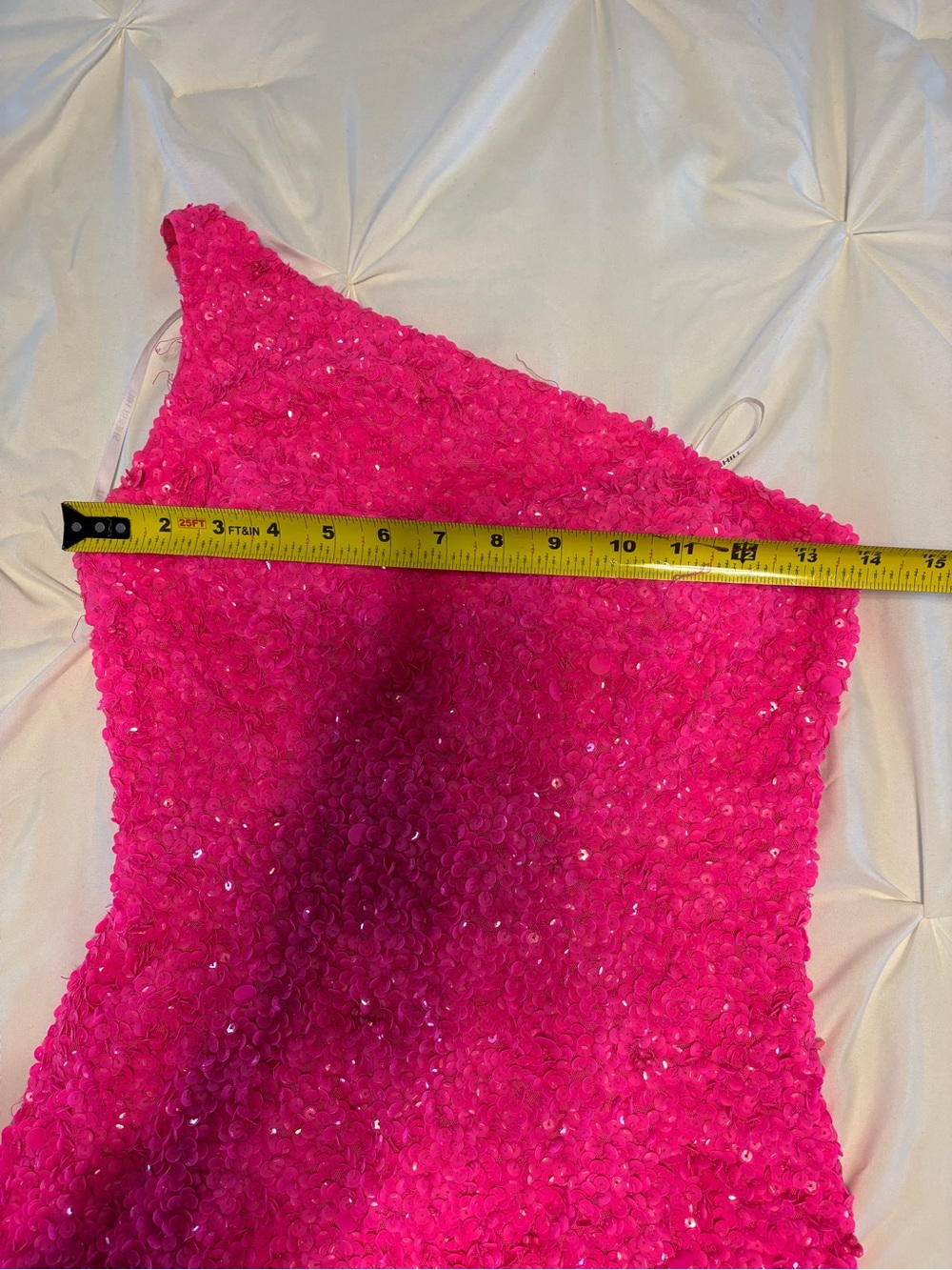 Sherri Hill Neon Pink One-Shoulder Dress - Picture 13 of 13